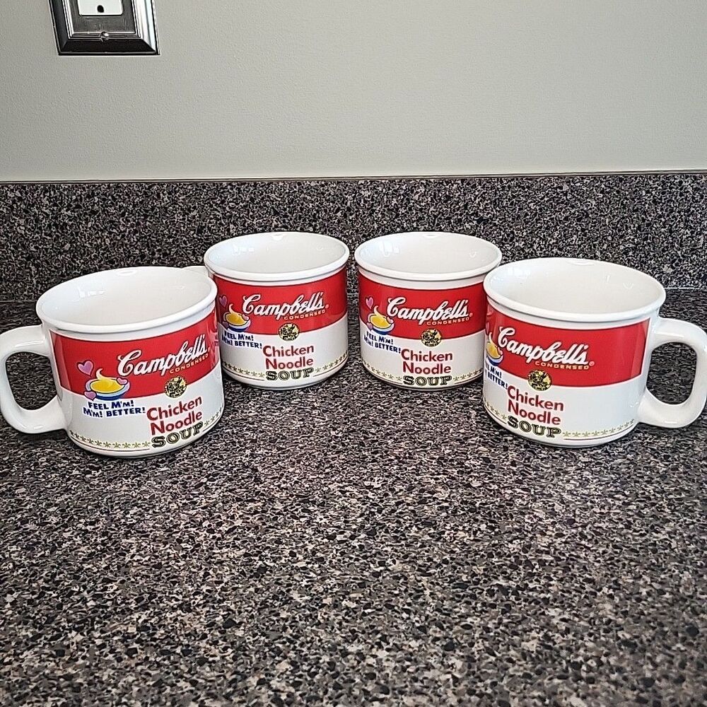 Vintage 1997 Campbell's Chicken Noodle Soup Mug‎ Bowl Cup by Westwood Set of 4
